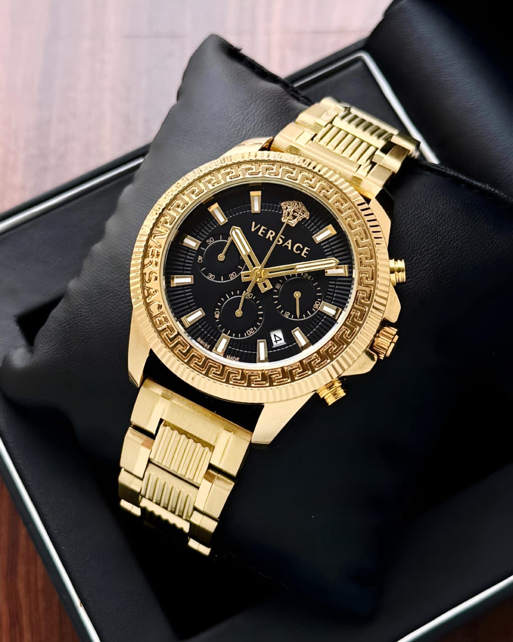 Versace Greca Chronograph Black Dial - Luxury Watchman