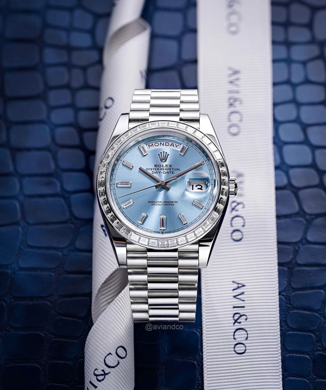 Rolex Day-Date Platinum Blue Dial Quartz - Luxury Watchman