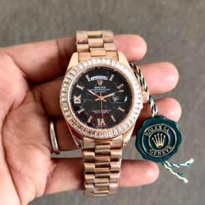 Rolex Day-Date Black Dial Rose Gold